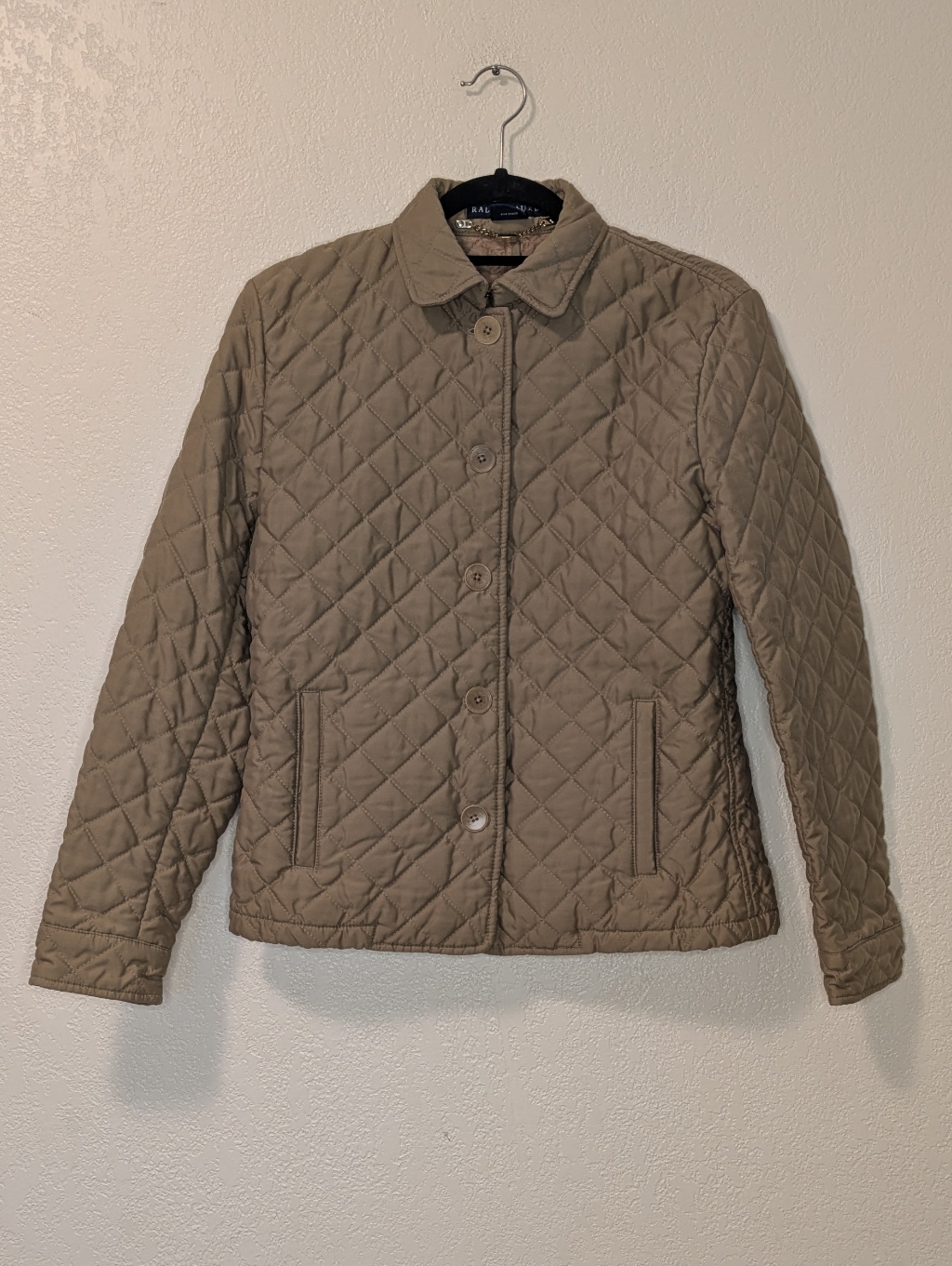 Ralph Lauren Diamond Quilted Jacket In Taupe - Vintage Black Label